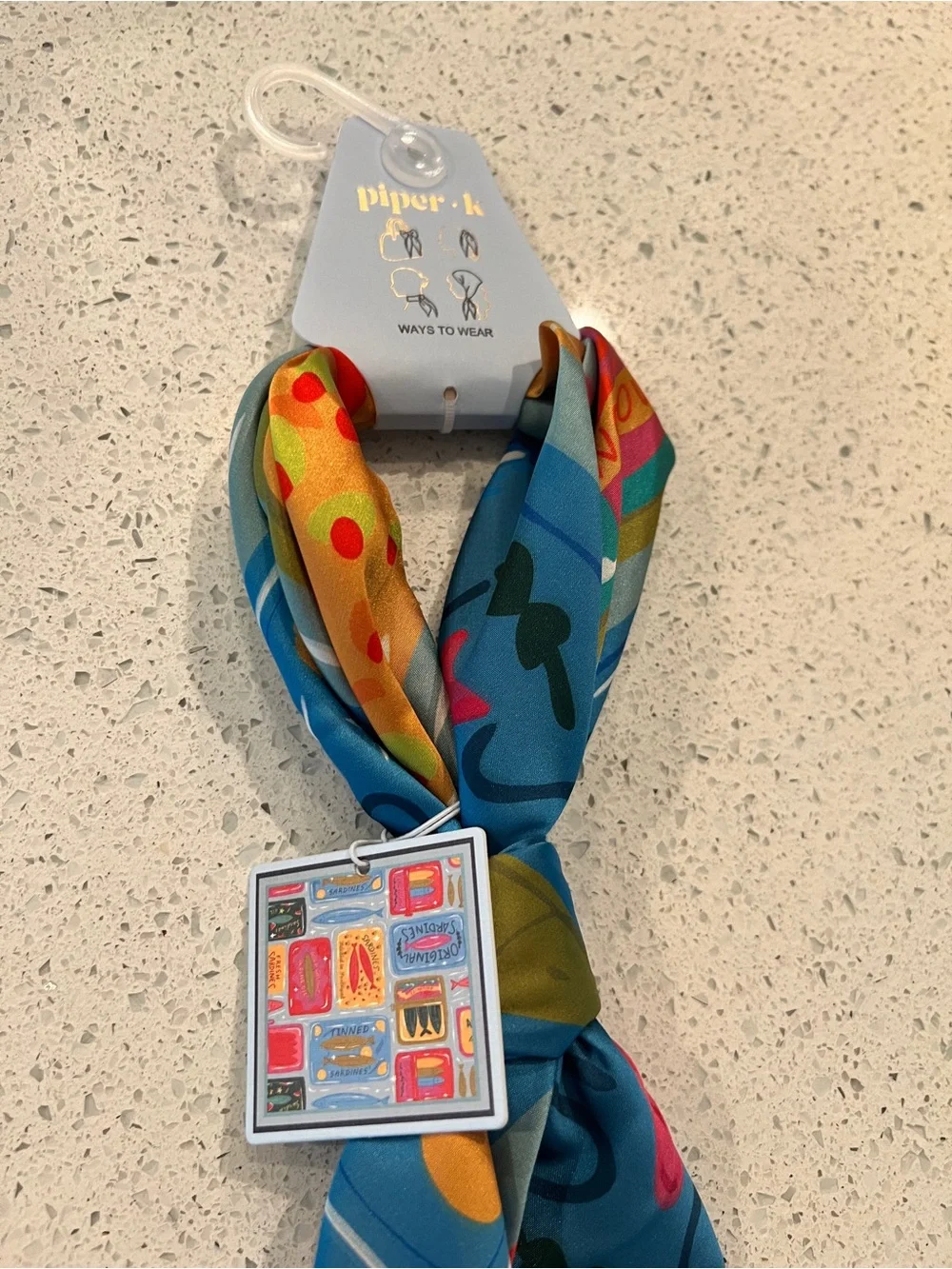 Piper Blue Multicolor Printed Silk-Like Scarf